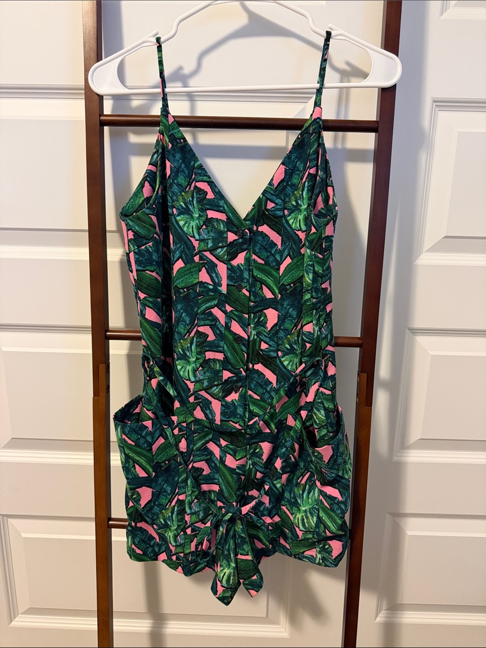 Topshop Green and Pink Tropical Print Romper